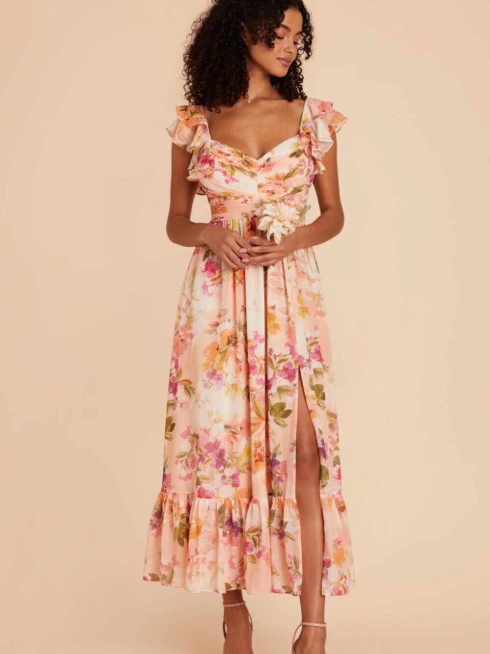 Birdy Grey Michelle Dress in Coral Sunset Peonies NWT